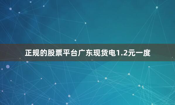 正规的股票平台广东现货电1.2元一度
